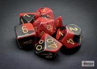 Chessex Gemini Black-Red / Gold seven-dice set