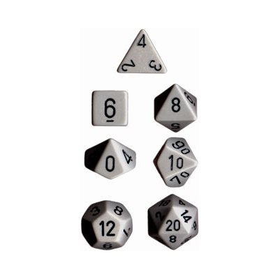 Chessex Opaque — Ensemble de 7 dés gris foncé à chiffres noirs