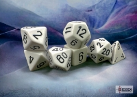 Set Chessex de 7 dés opaques blancs avec chiffres noirs