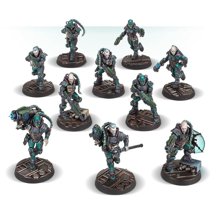 Necromunda — les 10 figurines du gang Van Saar peintes en exemple