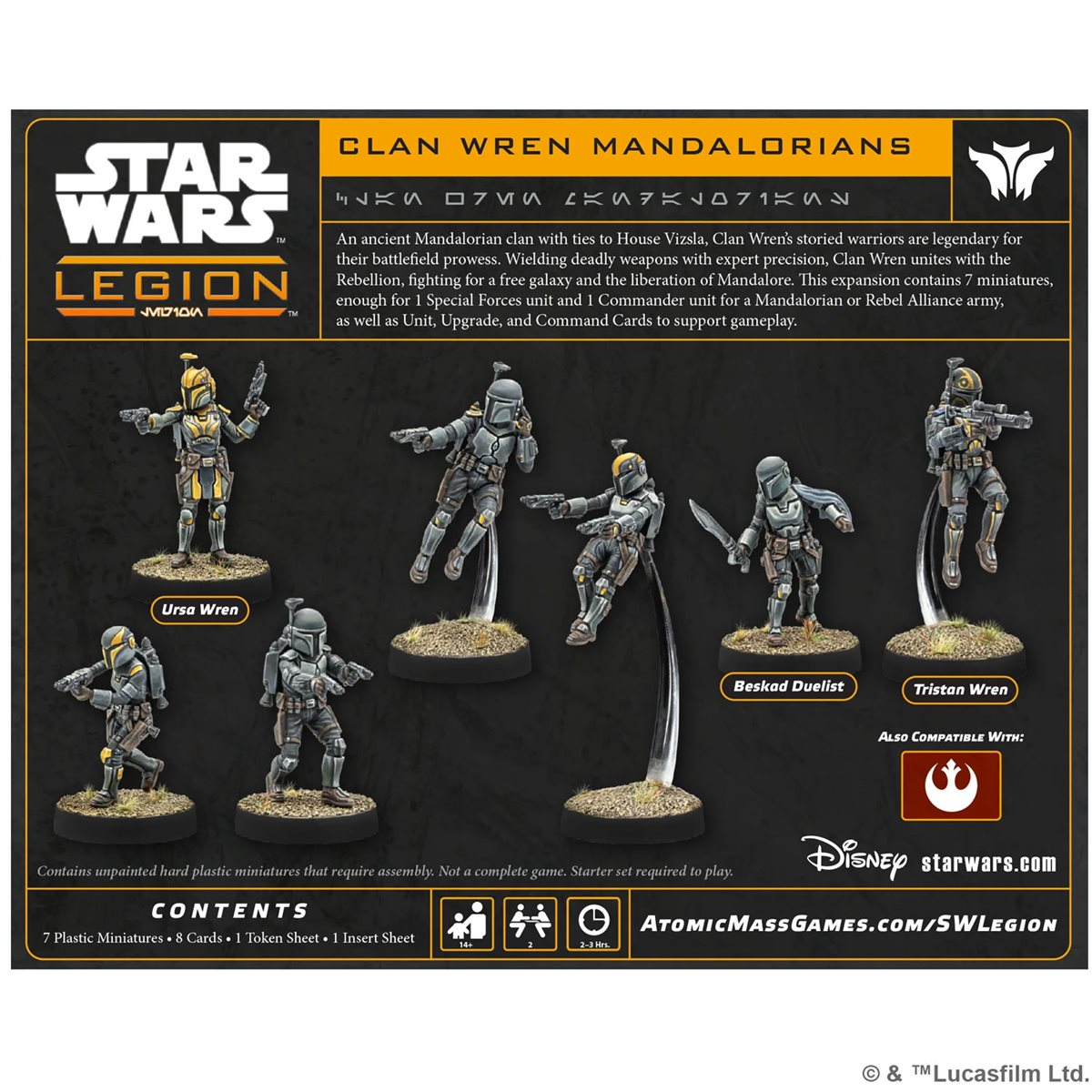 Dos de la boîte Clan Wren Mandalorians et figurines