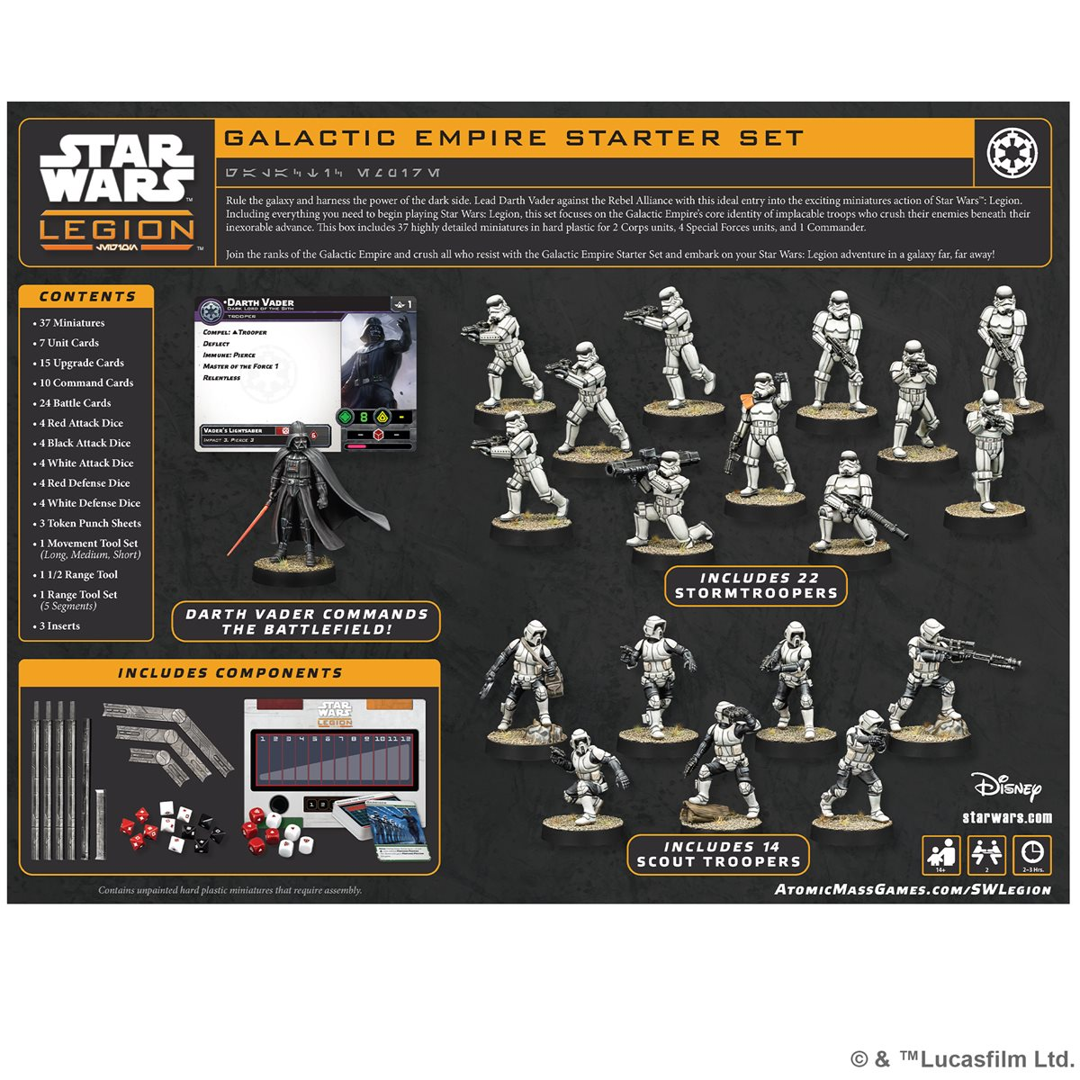 Contenu de la boîte Empire Galactique : Dark Vador, Stormtroopers, Scout Troopers et accessoires