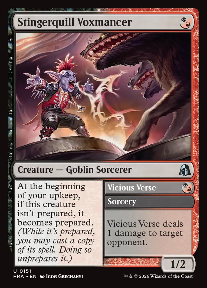 Stingerquill Voxmancer // Vicious Verse (151) – Magic: The Gathering, Reality Fracture