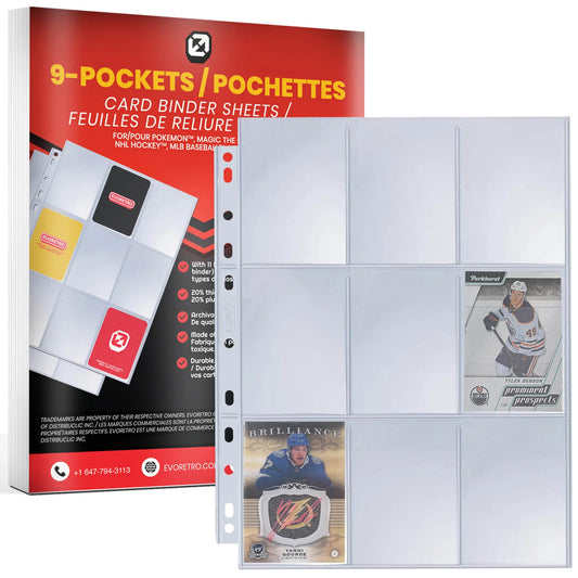 Feuilles de classeur EVORETRO à 9 pochettes pour cartes à collectionner — 40 feuilles