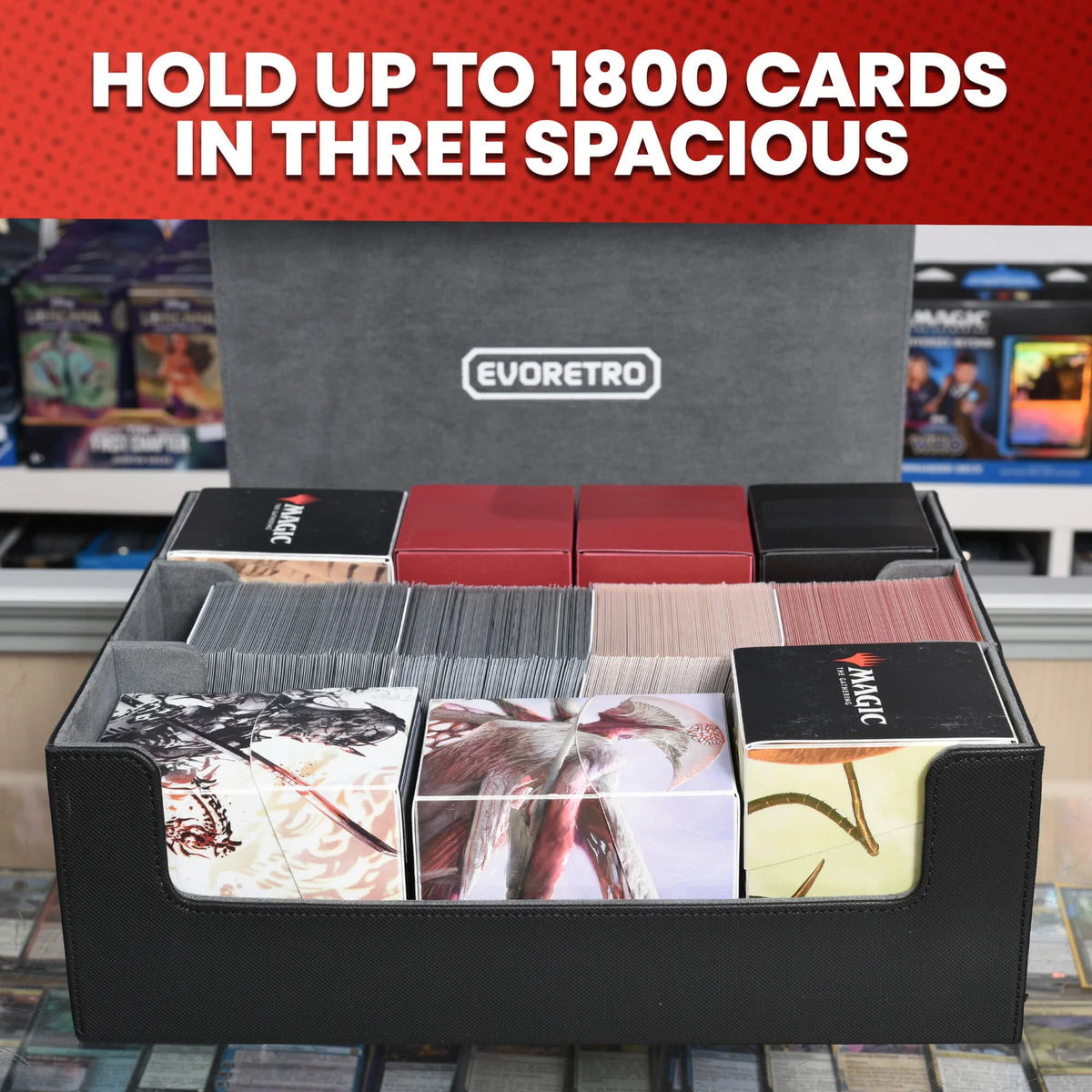 Boîte de rangement magnétique EVORETRO pour cartes de deck 1800 cartes
