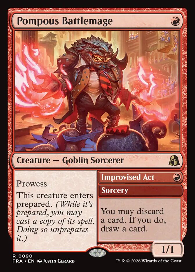 Pompous Battlemage // Improvised Act (90) – Magic: The Gathering, Reality Fracture