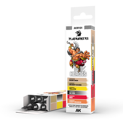 Coffret AK Interactive Playmarkers Heroes, six marqueurs