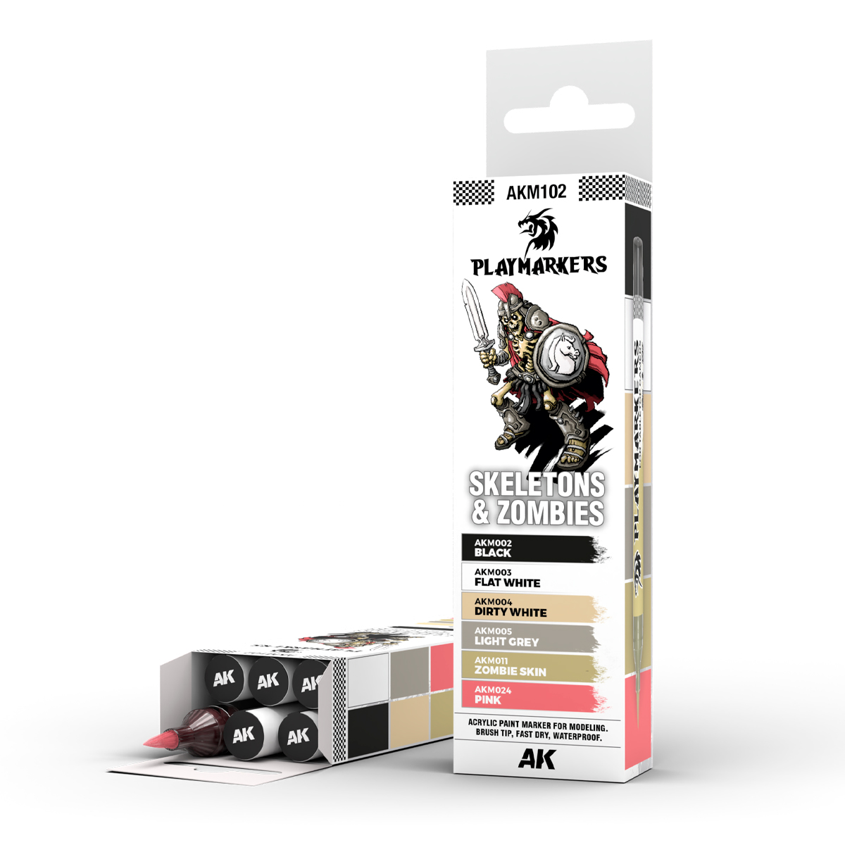 Coffret AK Interactive Playmarkers Skeletons & Zombies, six marqueurs