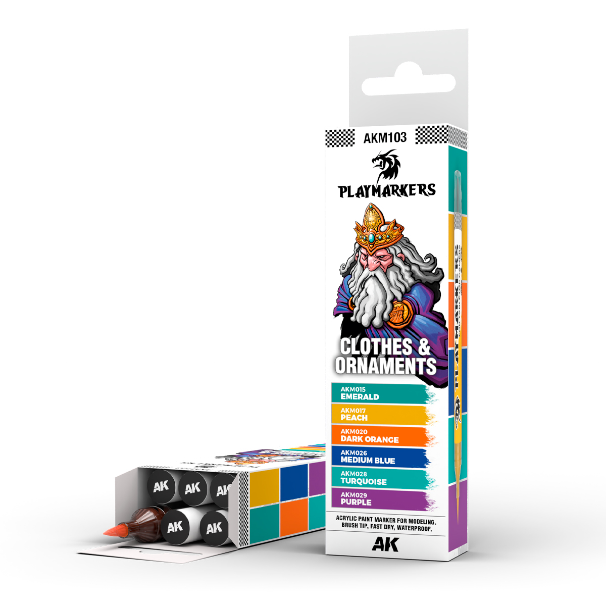 Coffret AK Interactive Playmarkers Clothes & Ornaments, six marqueurs