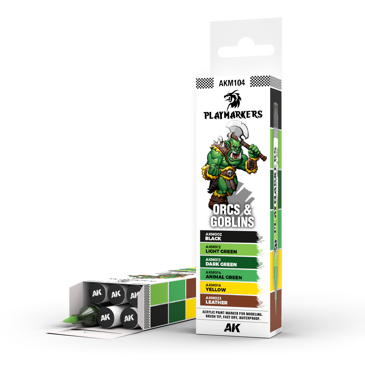Coffret AK Interactive Playmarkers Orcs & Goblins, six marqueurs