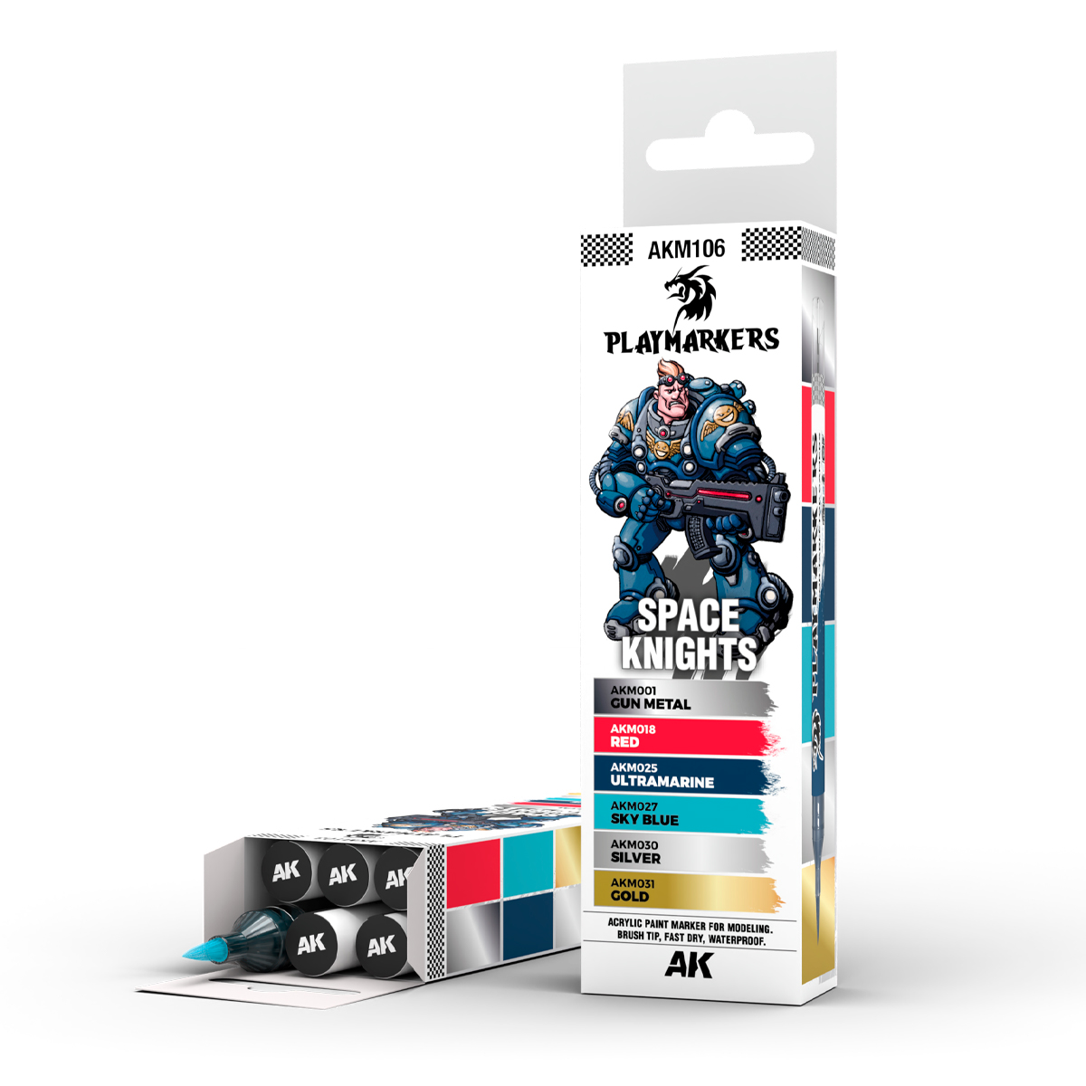 Coffret AK Interactive Playmarkers Space Knight, six marqueurs