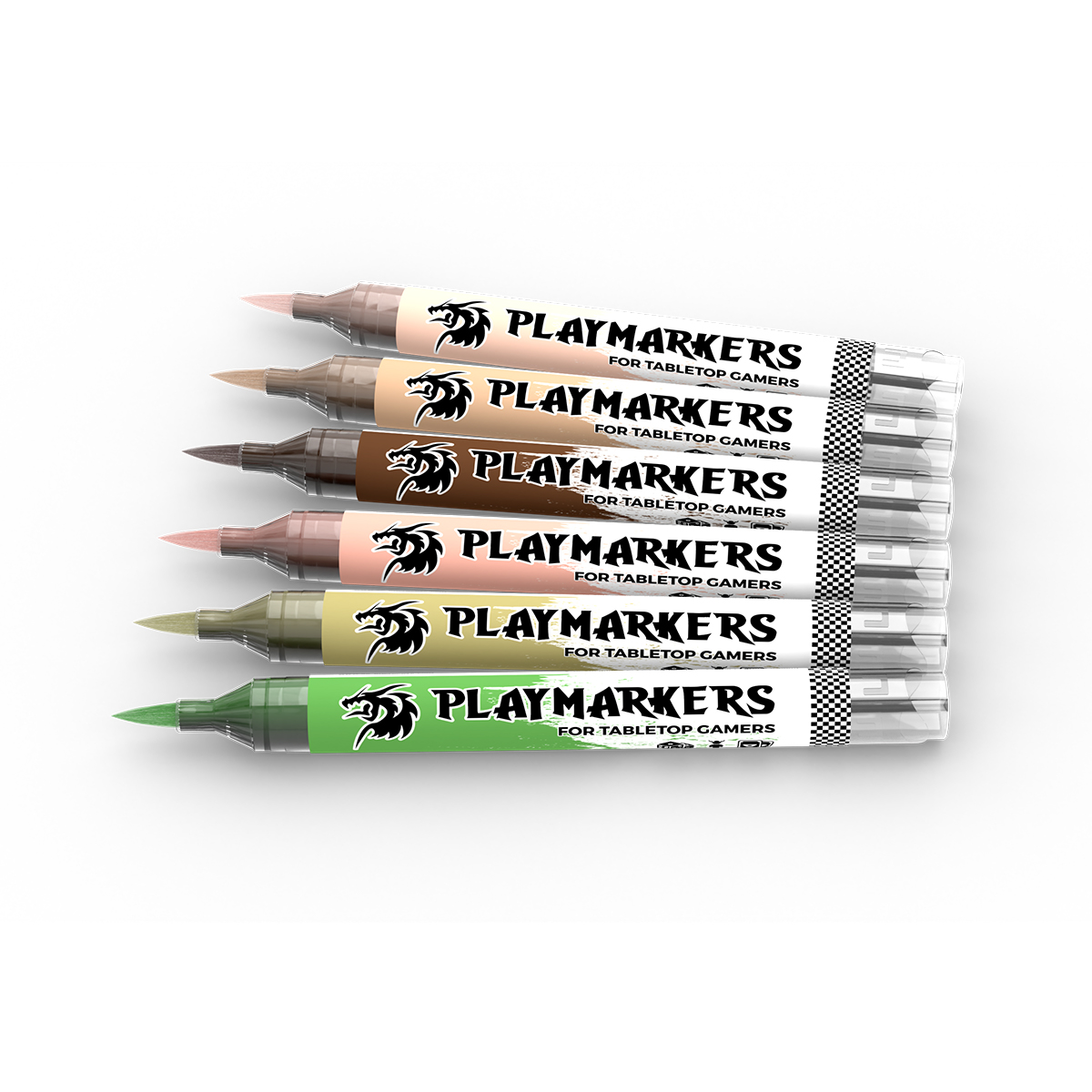 Les six marqueurs AK Interactive Playmarkers Skins & Flesh Tones