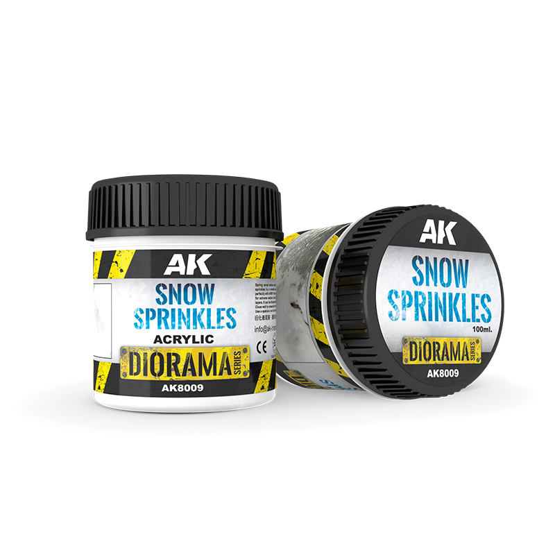 AK Interactive Snow Sprinkles – texture acrylique de neige 100 ml