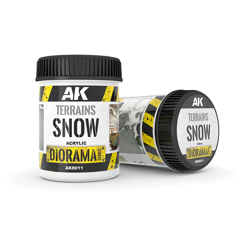 AK Interactive Terrains Snow 250 ml AK8011 – texture de neige acrylique pour diorama