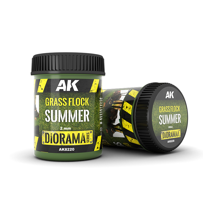 AK Interactive Grass Flock 2 mm Summer 250 ml AK8220 – herbe d’été pour diorama