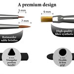 Détails et dimensions des pinceaux The Army Painter Gamemaster Character Brush Set
