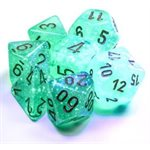 Dés Chessex Borealis vert pâle avec chiffres dorés et effet Luminary