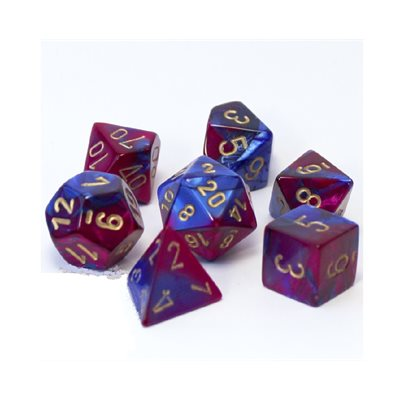 Dés Chessex Gemini bleu et violet avec chiffres dorés