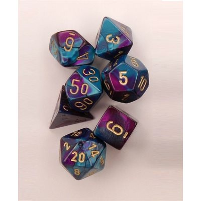 Chessex Gemini Purple-Teal / Gold seven-dice set