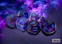 Chessex Nebula Nocturnal / Blue Luminary seven-dice set