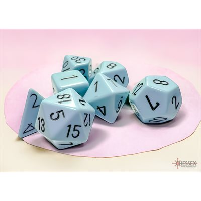 Chessex Opaque — Ensemble de 7 dés bleu pastel à chiffres noirs