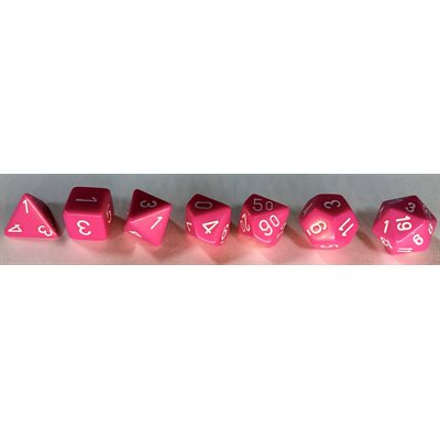 Chessex Opaque — Ensemble de 7 dés roses à chiffres blancs