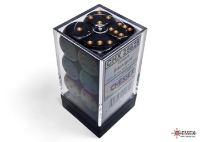 Emballage du lot de 12 dés Chessex Opaque noirs et or