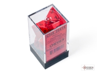 Emballage du set Chessex Opaque rouge et noir de 7 dés
