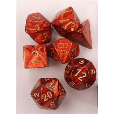 Dés Chessex Scarab écarlate avec chiffres dorés