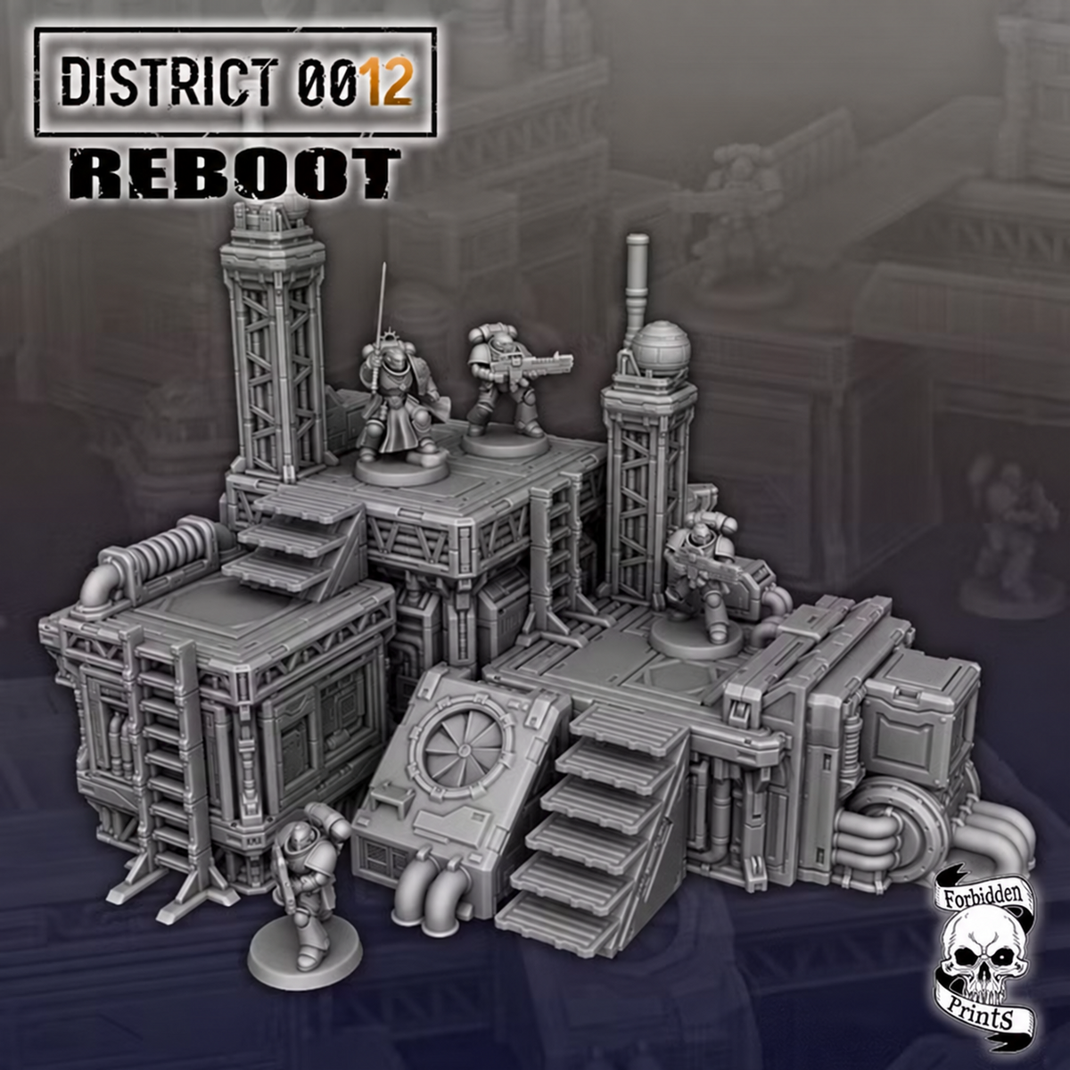 District 0012 Reboot Set 1 – décor industriel sci-fi imprimé en 3D