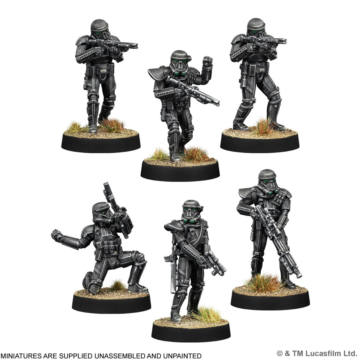Les 6 figurines Imperial Death Troopers : exemples peints