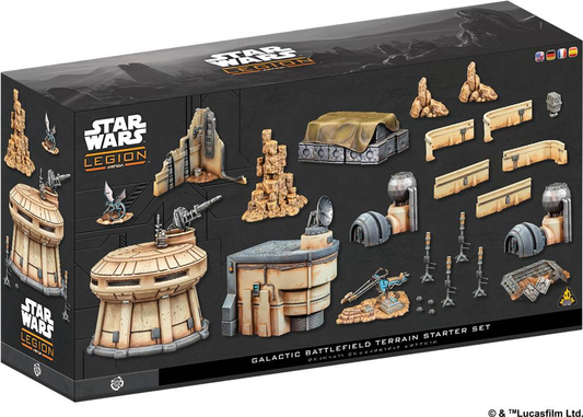 Star Wars: Legion – Galactic Battlefield Terrain Starter Set, boîte et exemples de décors peints