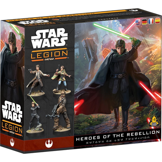 Star Wars: Legion – boîte Heroes of the Rebellion avec Luke Skywalker, Han Solo, Leia Organa et Chewbacca