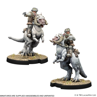 Deux cavaliers rebelles sur tauntauns, exemples de figurines assemblées et peintes